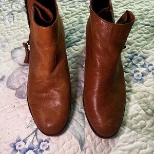Lucky Brand Basel Tan Leather Ankle Booties